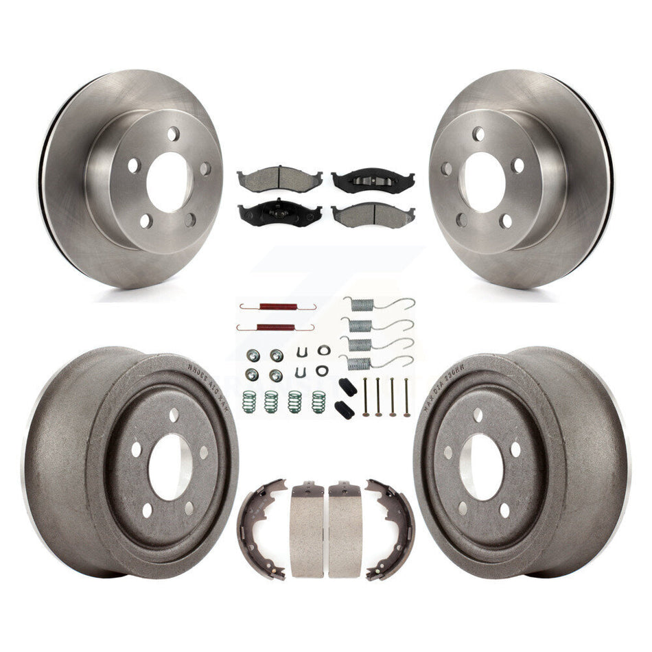 Front Rear Disc Brake Rotors Semi-Metallic Pads And Drum Kit (7Pc) For Jeep Wrangler TJ K8S-102063