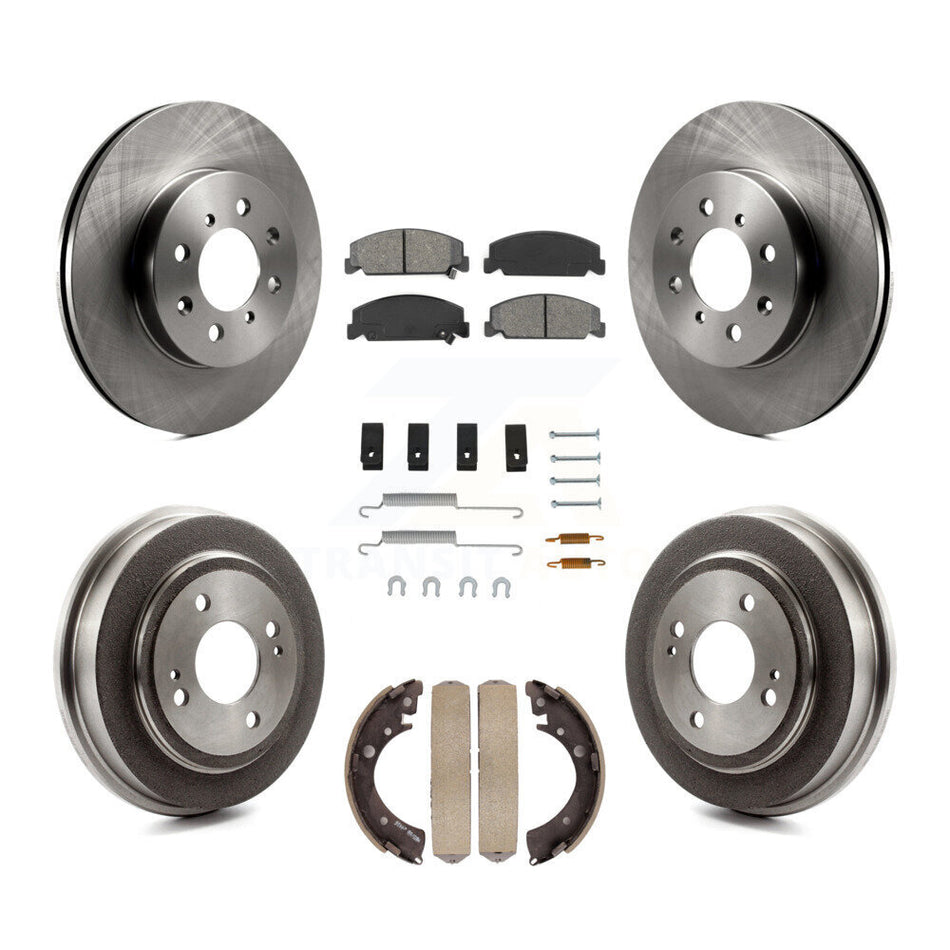 Front Rear Disc Brake Rotors Semi-Metallic Pads And Drum Kit (7Pc) For 1997 Honda Civic LX with 4-Wheel ABS K8S-102081