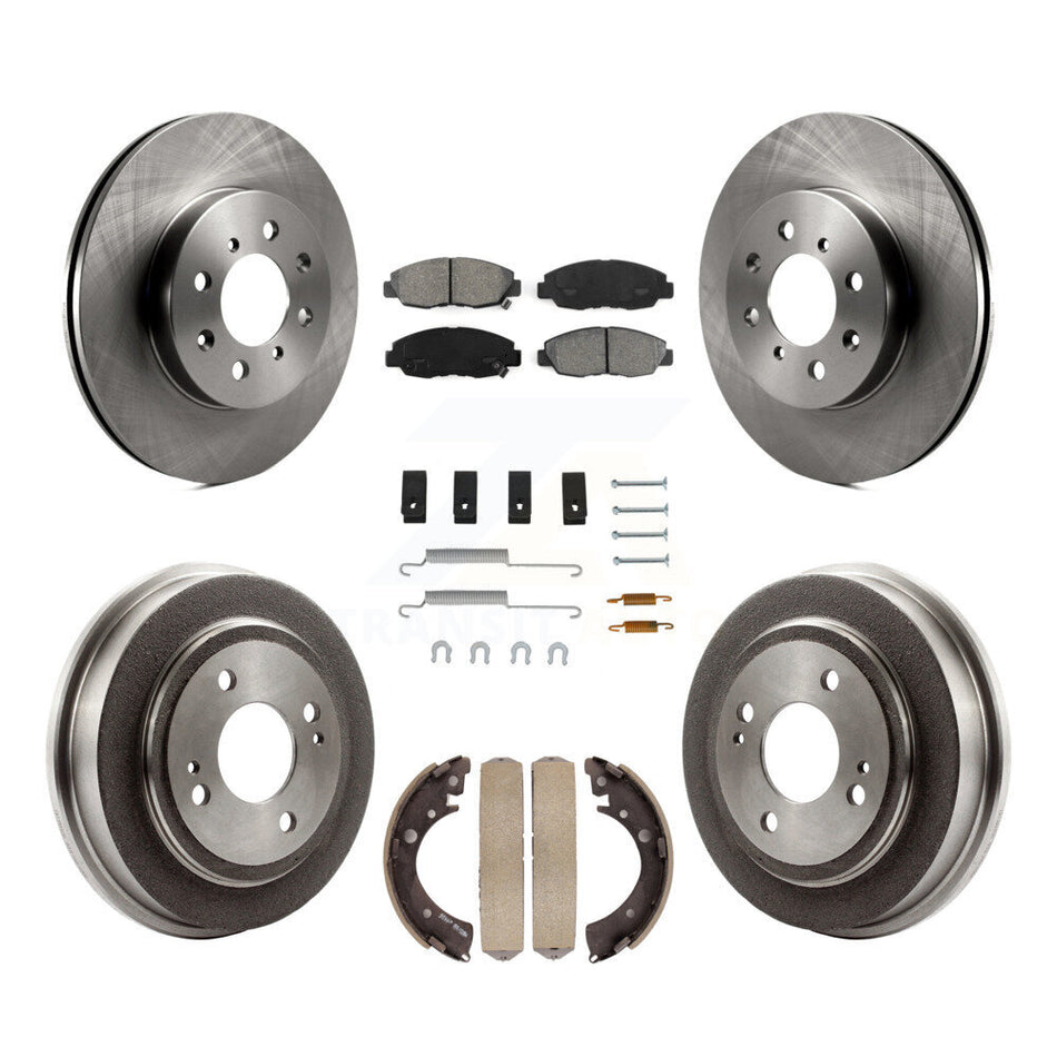 Front Rear Disc Brake Rotors Semi-Metallic Pads And Drum Kit (7Pc) For Honda Civic Acura EL K8S-102083