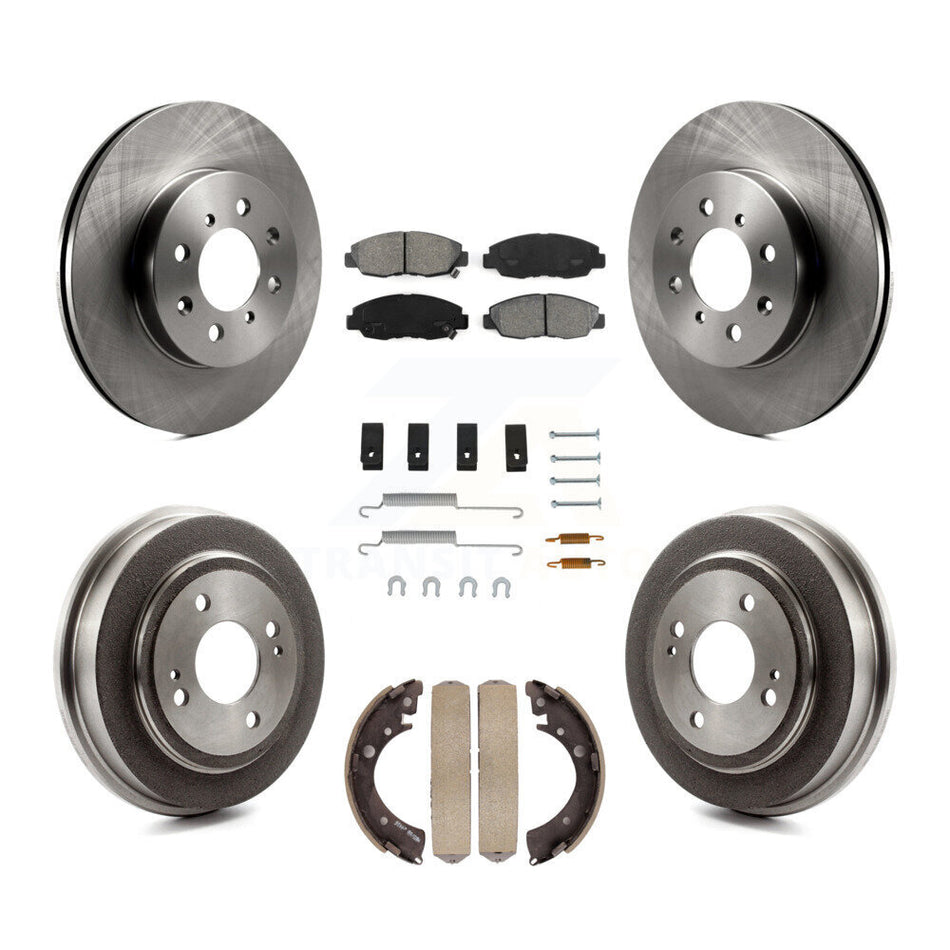 Front Rear Disc Brake Rotors Semi-Metallic Pads And Drum Kit (7Pc) For Honda Civic Acura EL K8S-102083