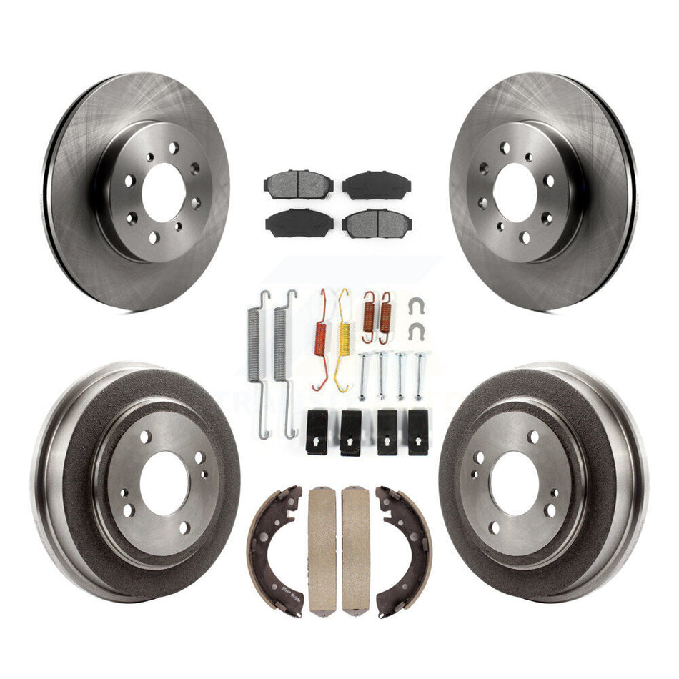 Front Rear Disc Brake Rotors Semi-Metallic Pads And Drum Kit (7Pc) For Honda Civic K8S-102084