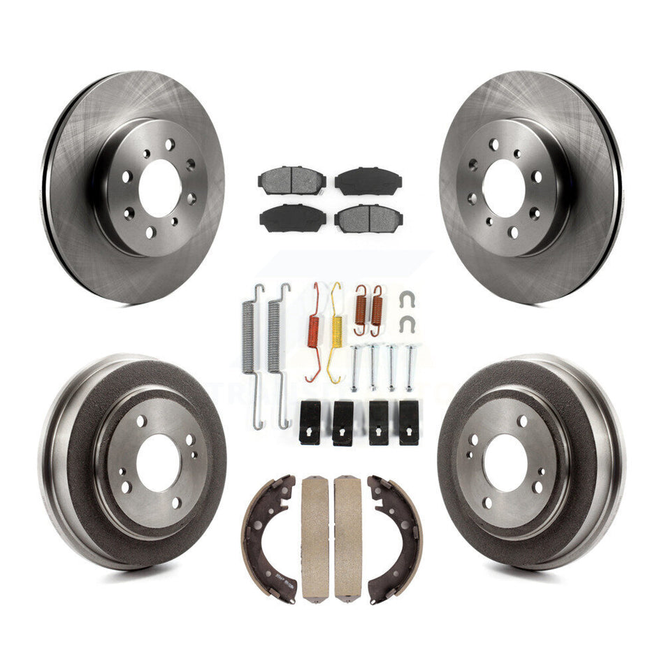 Front Rear Disc Brake Rotors Semi-Metallic Pads And Drum Kit (7Pc) For Honda Civic K8S-102084