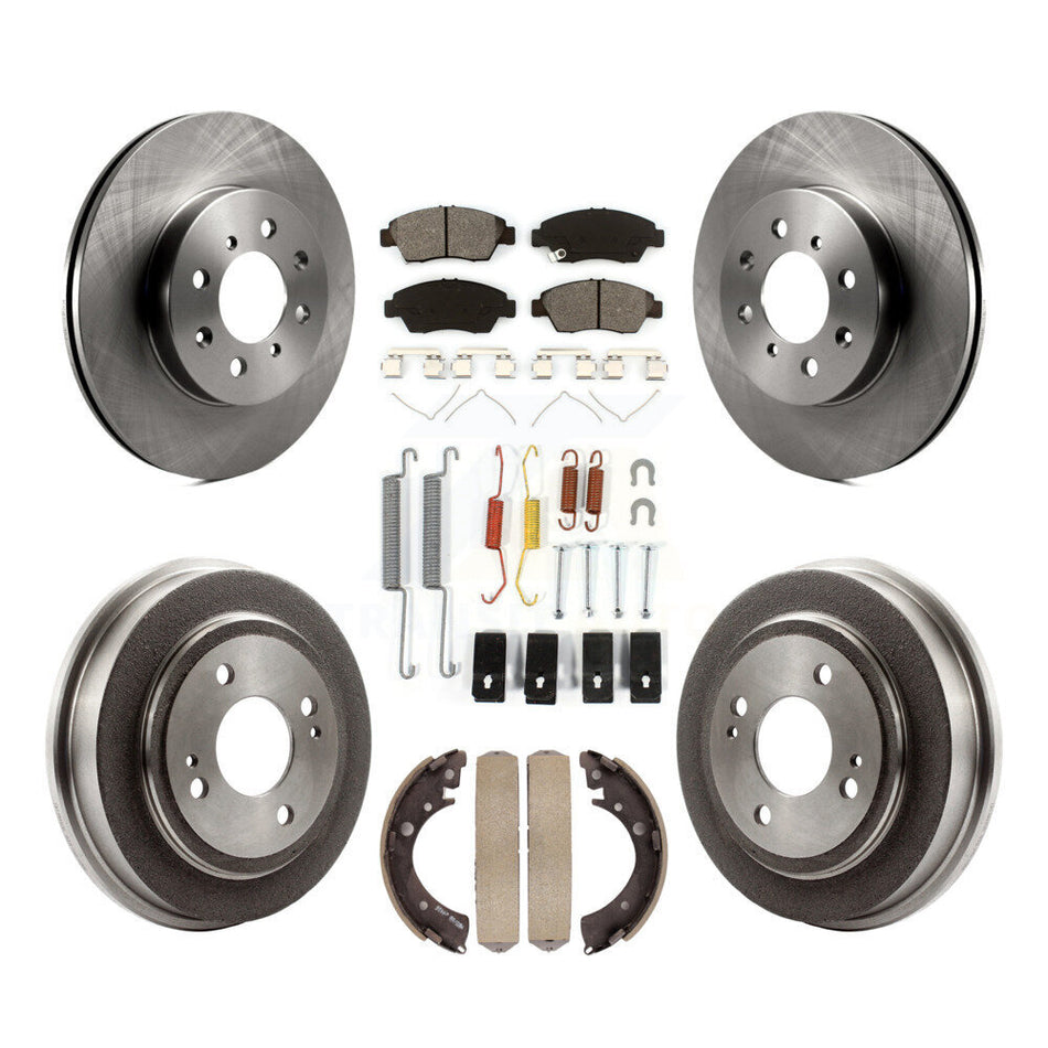 Front Rear Disc Brake Rotors Semi-Metallic Pads And Drum Kit (7Pc) For 2007-2008 Honda Fit K8S-102085
