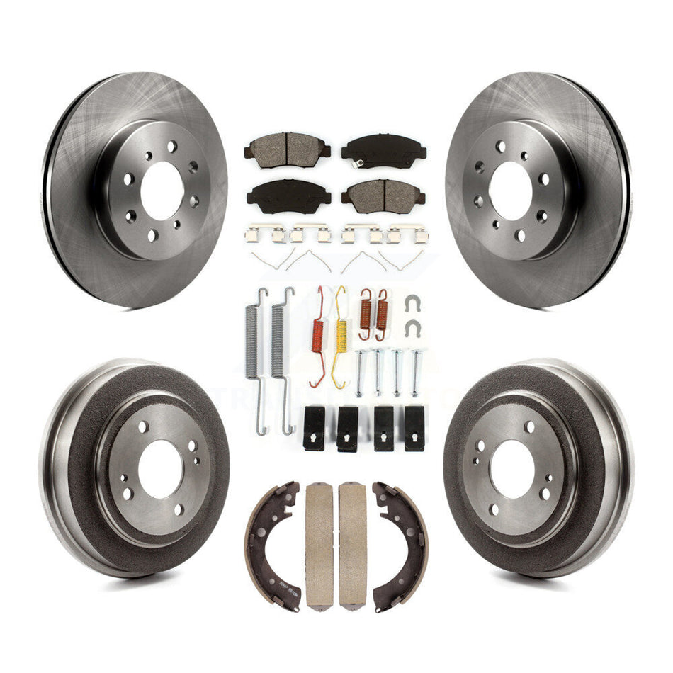 Front Rear Disc Brake Rotors Semi-Metallic Pads And Drum Kit (7Pc) For 2007-2008 Honda Fit K8S-102085