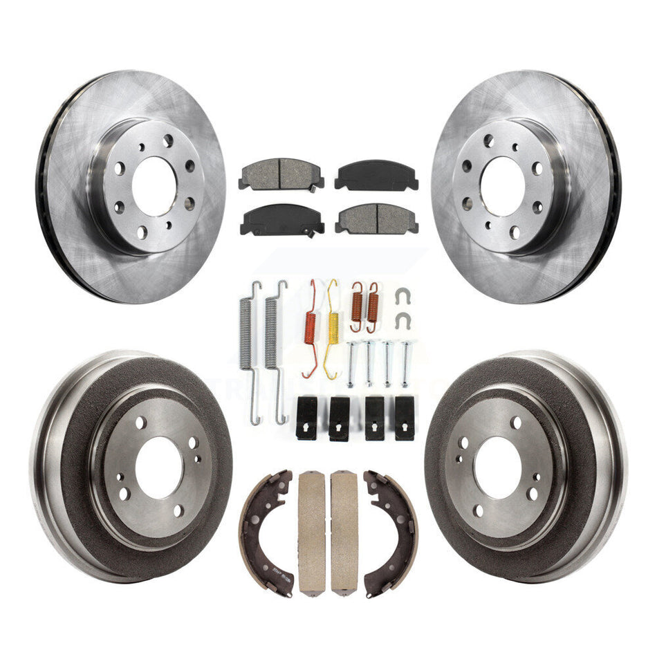 Front Rear Disc Brake Rotors Semi-Metallic Pads And Drum Kit (7Pc) For Honda Civic K8S-102091
