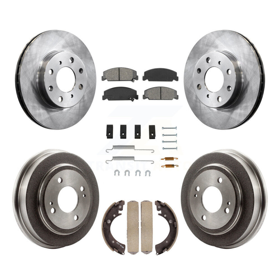 Front Rear Disc Brake Rotors Semi-Metallic Pads And Drum Kit (7Pc) For Honda Civic K8S-102092