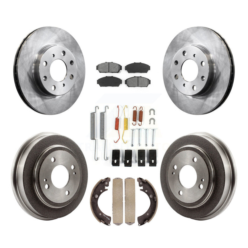 Front Rear Disc Brake Rotors Semi-Metallic Pads And Drum Kit (7Pc) For 1994-1995 Honda Civic EX with Sedan Automatic transmission Non-ABS K8S-102094