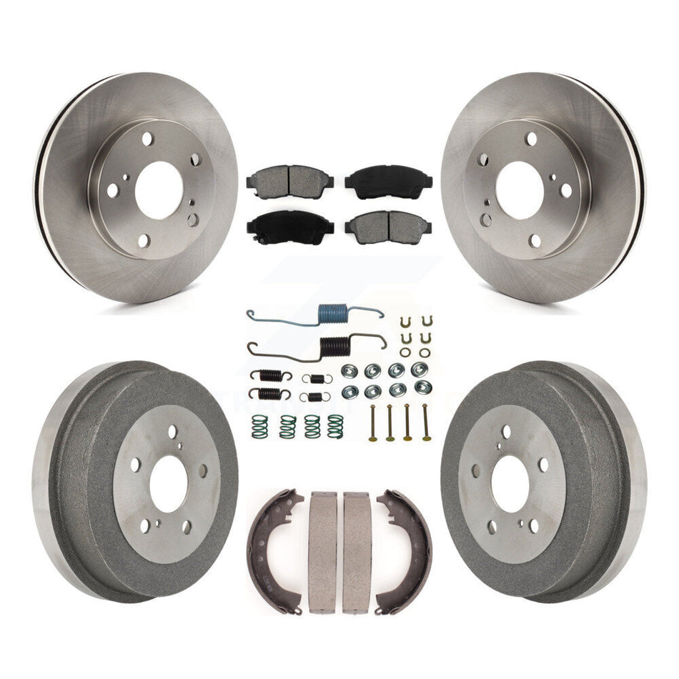 Front Rear Disc Brake Rotors Semi-Metallic Pads And Drum Kit (7Pc) For Toyota Camry 2.2L K8S-102101