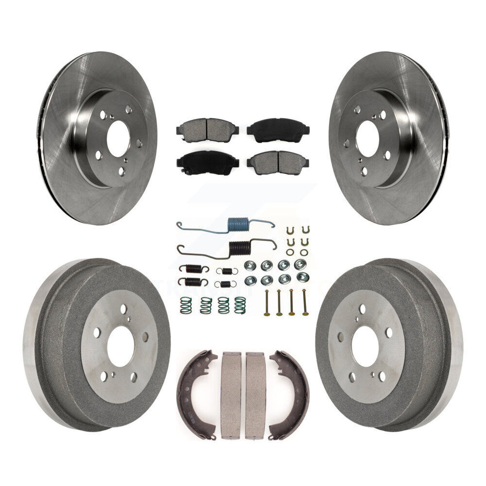 Front Rear Disc Brake Rotors Semi-Metallic Pads And Drum Kit (7Pc) For 1996-2000 Toyota RAV4 K8S-102112