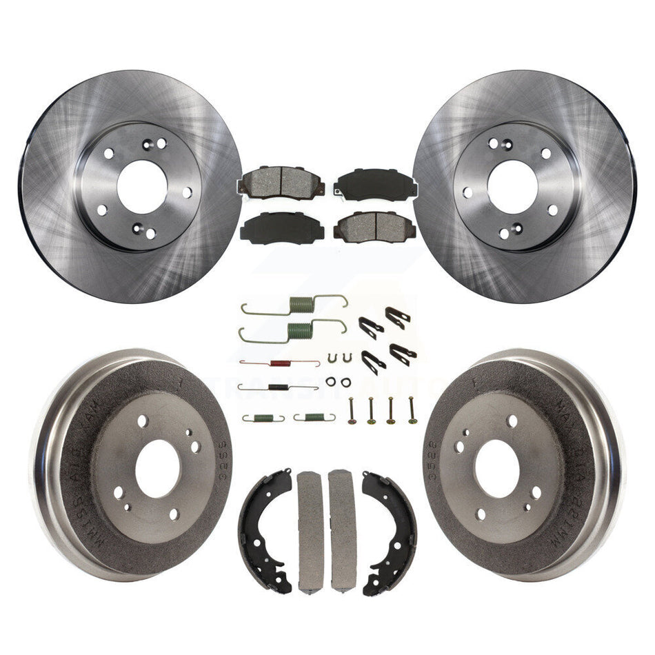 Front Rear Disc Brake Rotors Semi-Metallic Pads And Drum Kit (7Pc) For Honda Accord 3.0L K8S-102118