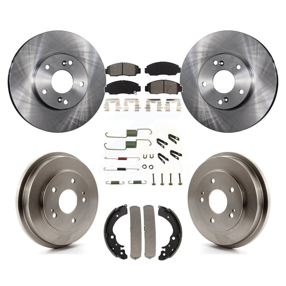 Front Rear Disc Brake Rotors Semi-Metallic Pads And Drum Kit (7Pc) For Honda Accord Civic K8S-102121