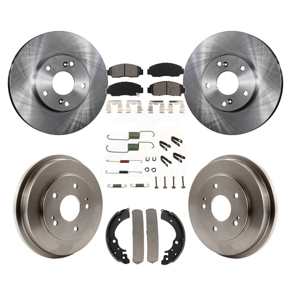 Front Rear Disc Brake Rotors Semi-Metallic Pads And Drum Kit (7Pc) For Honda Accord Civic K8S-102121