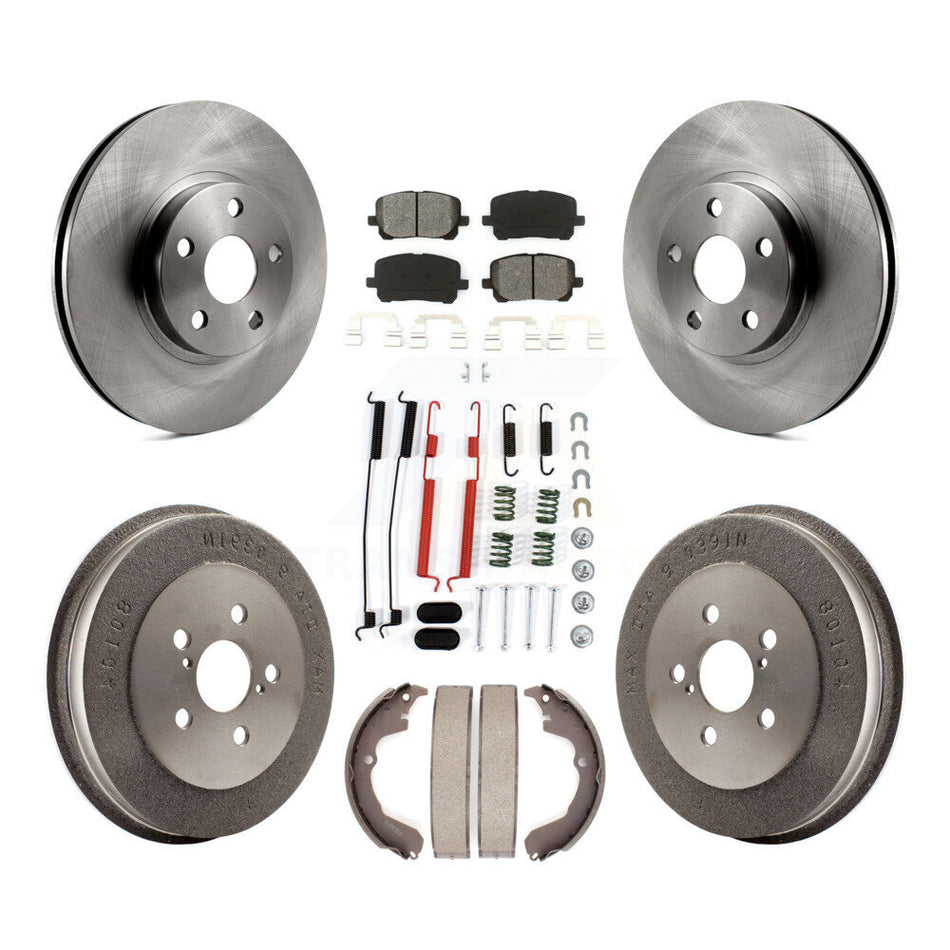 Front Rear Disc Brake Rotors Semi-Metallic Pads And Drum Kit (7Pc) For Toyota Matrix Pontiac Vibe K8S-102132