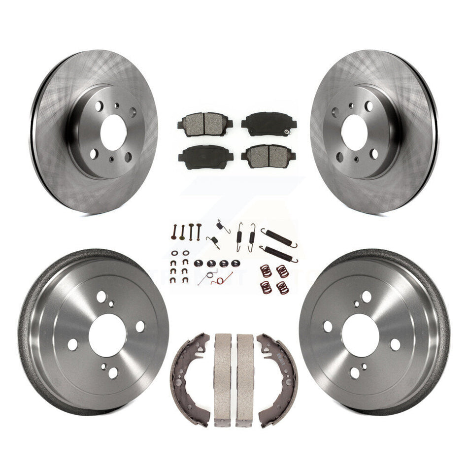 Front Rear Disc Brake Rotors Semi-Metallic Pads And Drum Kit (7Pc) For 2001-2005 Toyota Echo K8S-102136
