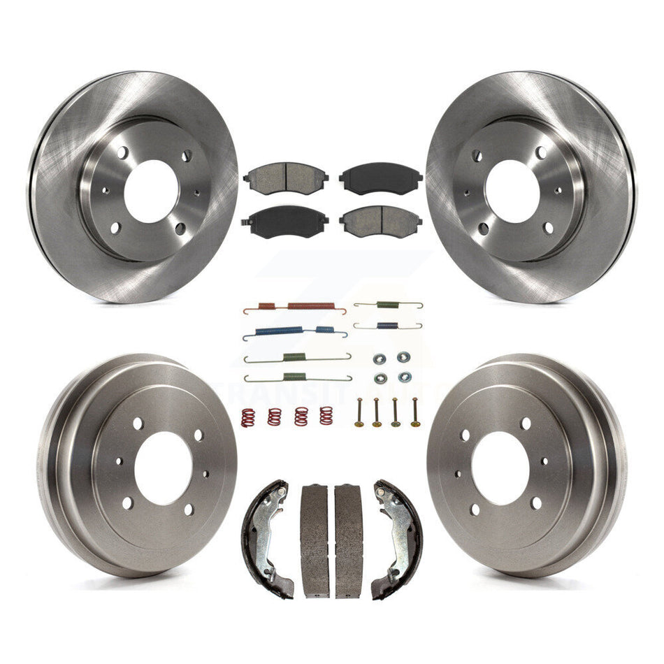 Front Rear Disc Brake Rotors Semi-Metallic Pads And Drum Kit (7Pc) For Hyundai Elantra rear brakes K8S-102148