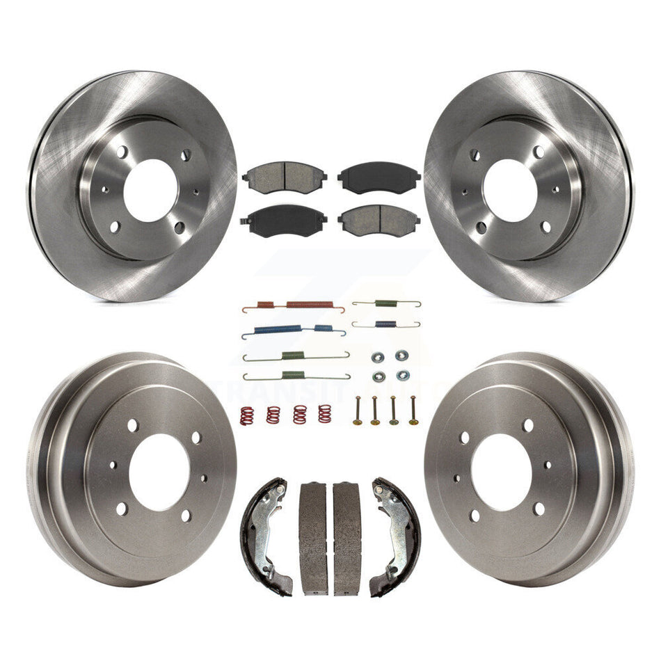 Front Rear Disc Brake Rotors Semi-Metallic Pads And Drum Kit (7Pc) For Hyundai Elantra rear brakes K8S-102148