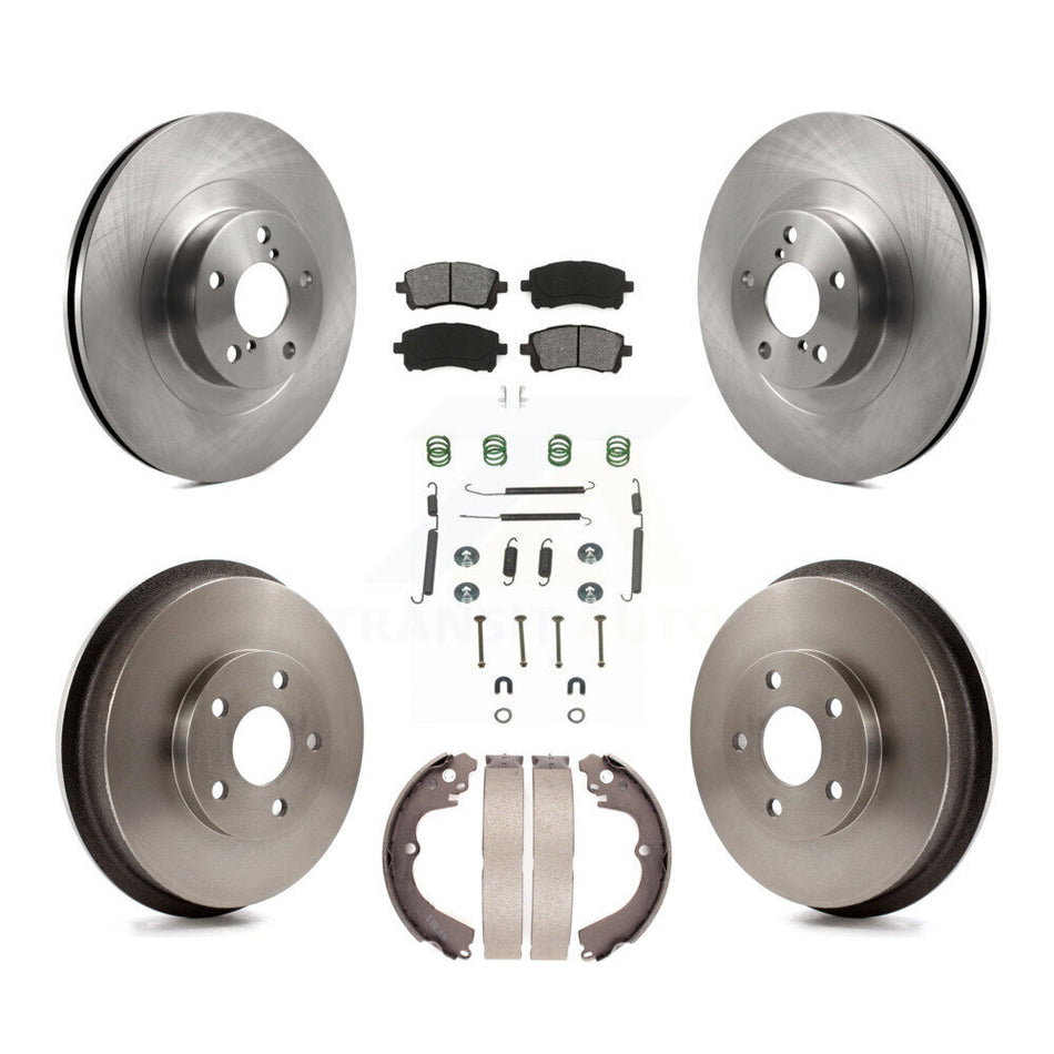 Front Rear Disc Brake Rotors Semi-Metallic Pads And Drum Kit (7Pc) For Subaru Impreza WRX K8S-102150