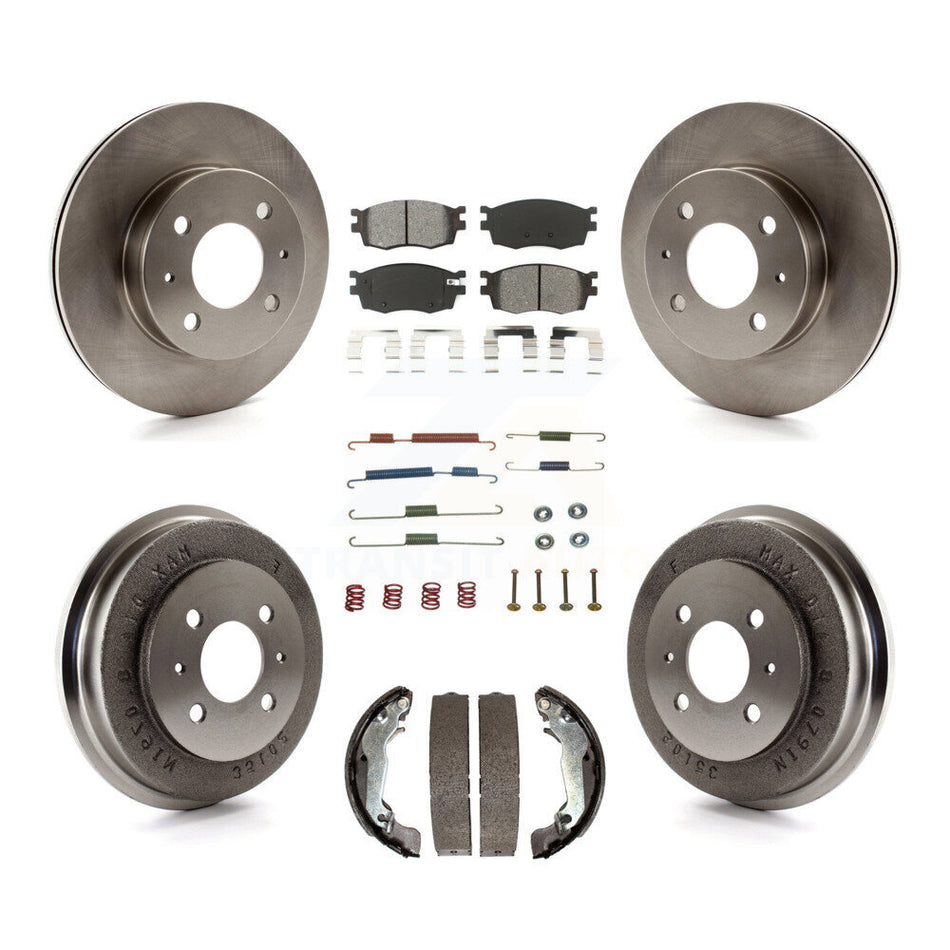 Front Rear Disc Brake Rotors Semi-Metallic Pads And Drum Kit (7Pc) For 2006 Hyundai Accent Hatchback To 09 30 05 K8S-102153