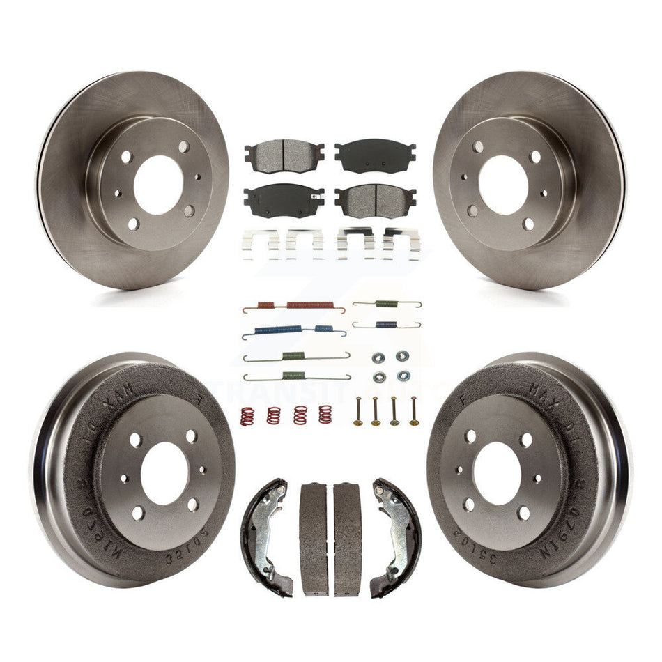 Front Rear Disc Brake Rotors Semi-Metallic Pads And Drum Kit (7Pc) For 2006 Hyundai Accent Hatchback To 09 30 05 K8S-102153