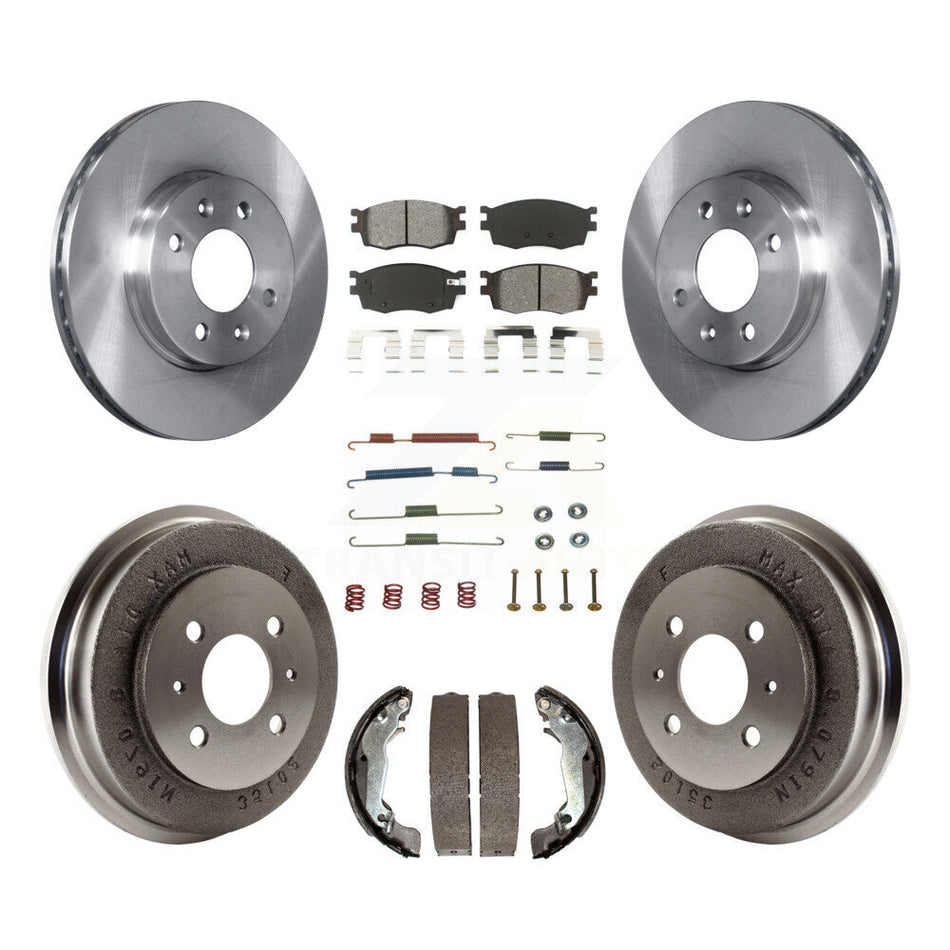 Front Rear Disc Brake Rotors Semi-Metallic Pads And Drum Kit (7Pc) For 2006 Hyundai Accent Sedan To 09 30 05 K8S-102160