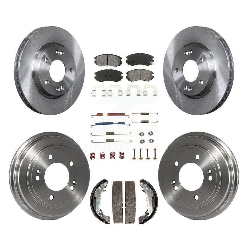 Front Rear Disc Brake Rotors Semi-Metallic Pads And Drum Kit (7Pc) For Hyundai Elantra K8S-102163