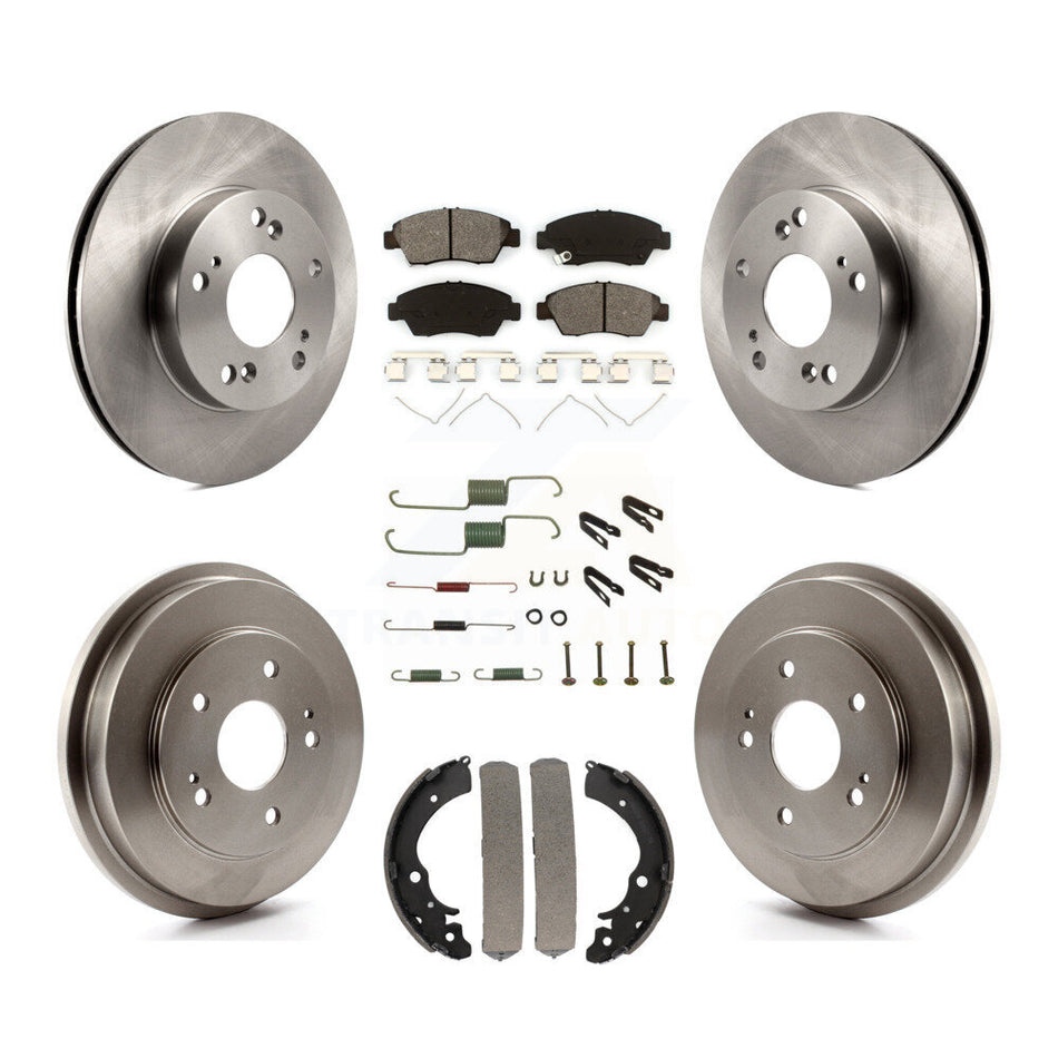 Front Rear Disc Brake Rotors Semi-Metallic Pads And Drum Kit (7Pc) For Honda Civic K8S-102167