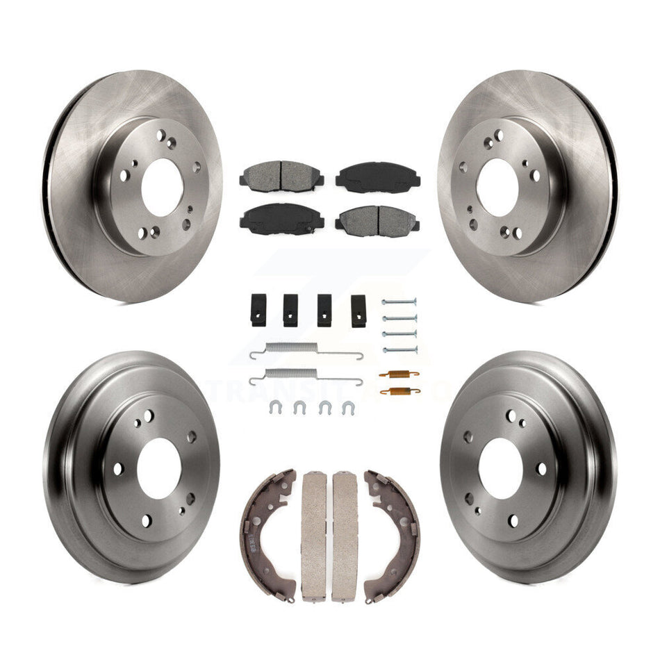 Front Rear Disc Brake Rotors Semi-Metallic Pads And Drum Kit (7Pc) For Honda Civic K8S-102170