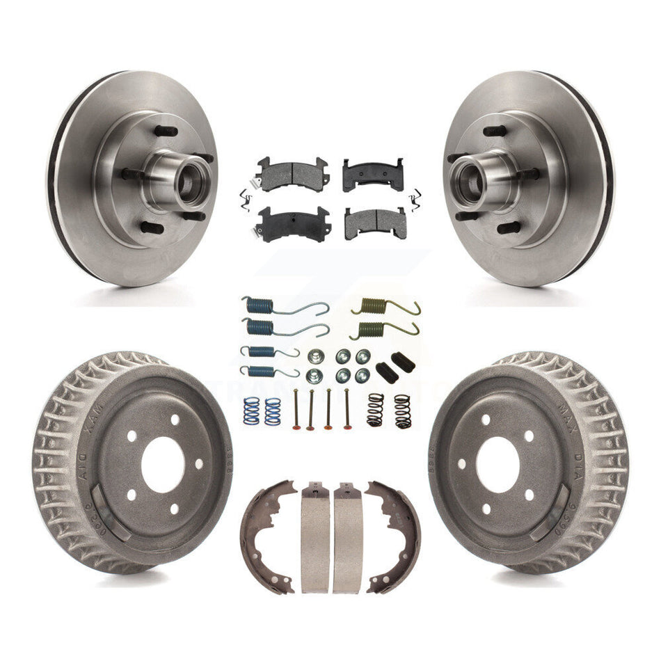 Front Rear Disc Brake Rotors Hub Assembly Semi-Metallic Pads And Drum Kit (7Pc) For Chevrolet S10 GMC Sonoma Jimmy Blazer K8S-102178