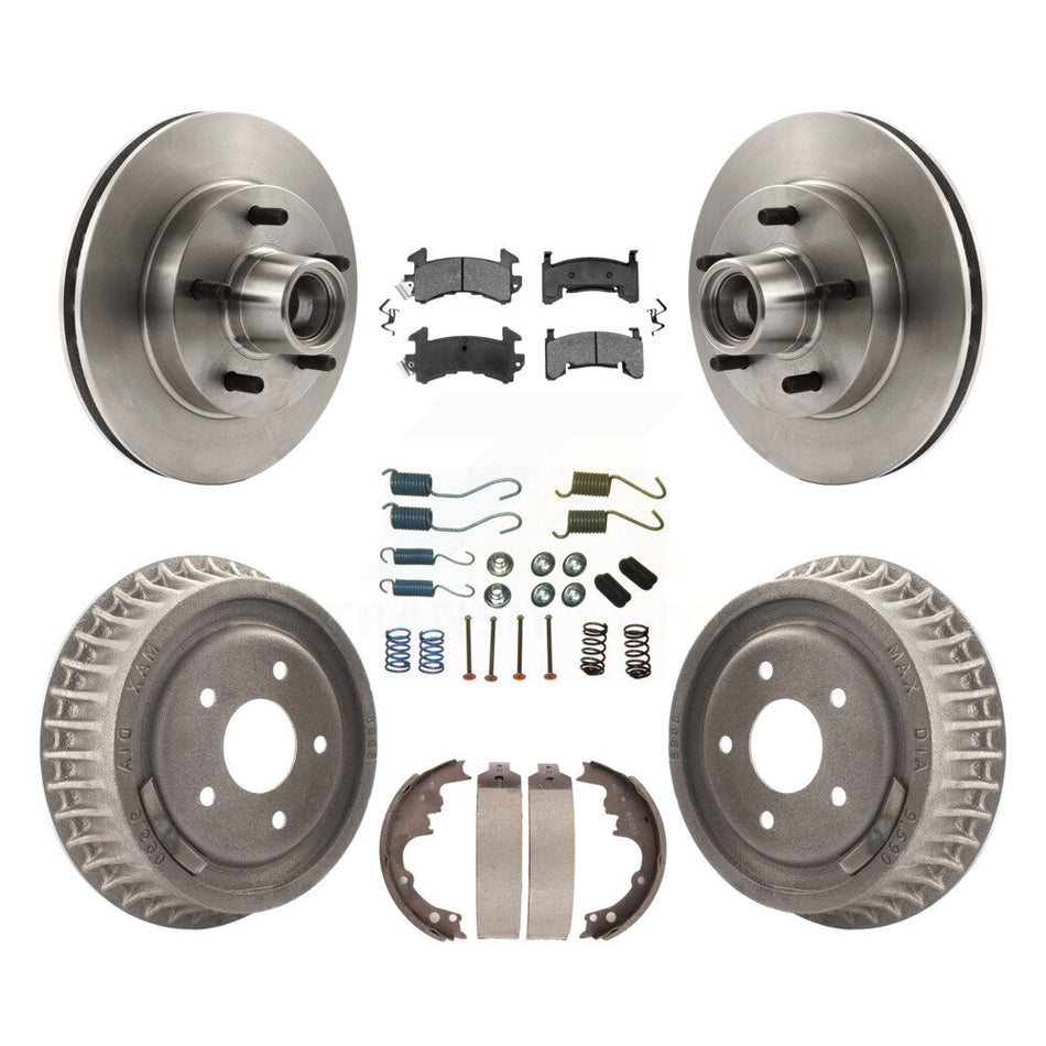 Front Rear Disc Brake Rotors Hub Assembly Semi-Metallic Pads And Drum Kit (7Pc) For Chevrolet S10 GMC Sonoma Jimmy Blazer K8S-102178