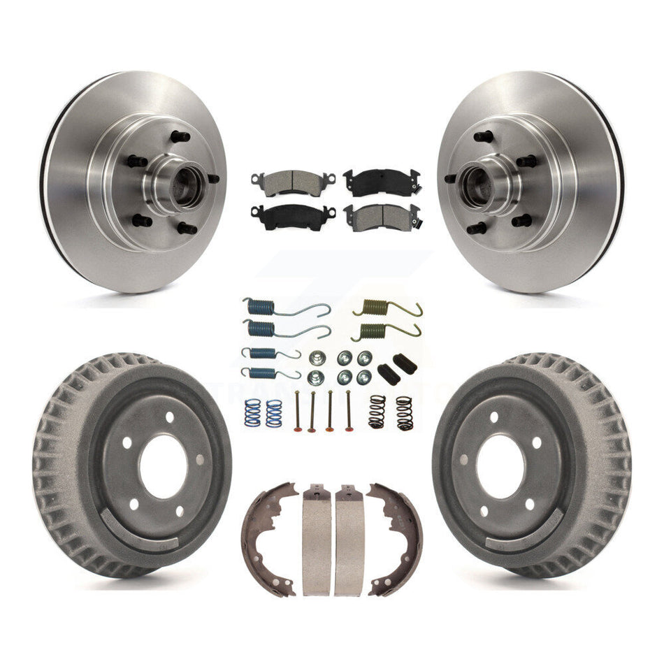 Front Rear Disc Brake Rotors Hub Assembly Semi-Metallic Pads And Drum Kit (7Pc) For Chevrolet Astro GMC Safari K8S-102179