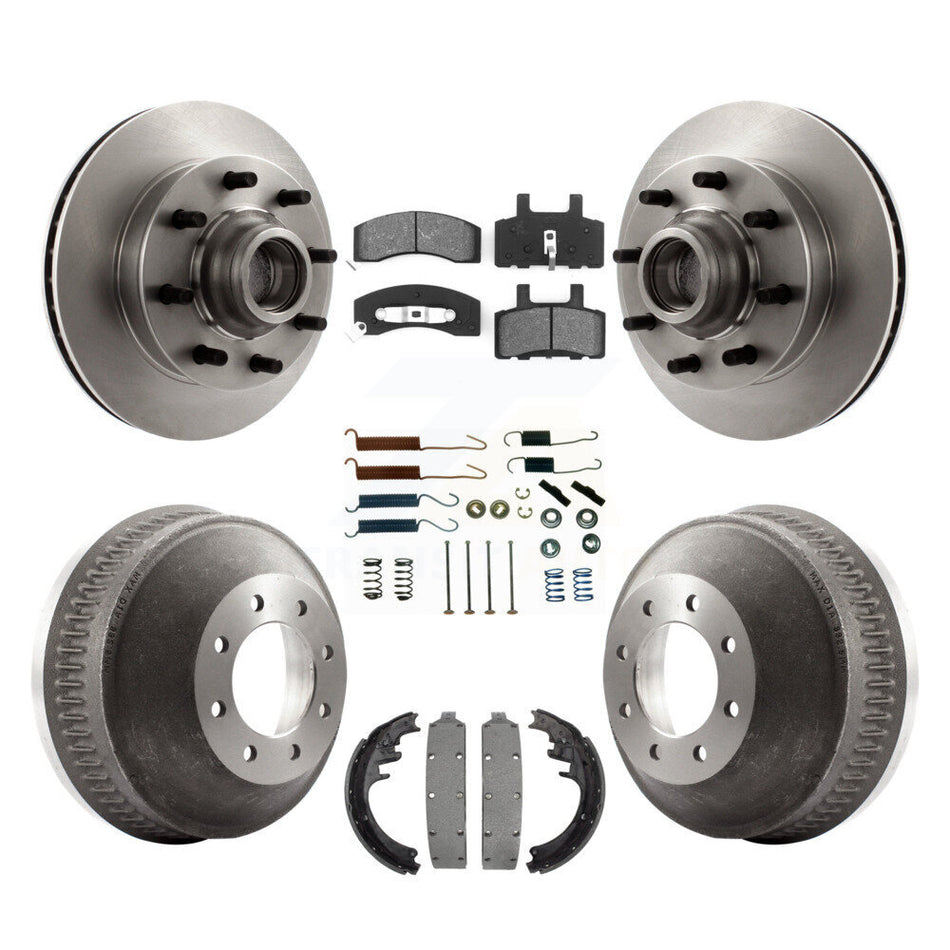 Front Rear Disc Brake Rotors Hub Assembly Semi-Metallic Pads And Drum Kit (7Pc) For Chevrolet C2500 C1500 Suburban GMC K8S-102185