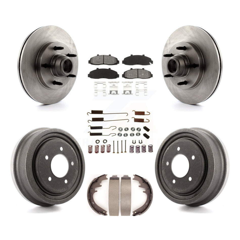 Front Rear Disc Brake Rotors Hub Assembly Semi-Metallic Pads And Drum Kit (7Pc) For Ford F-150 K8S-102206