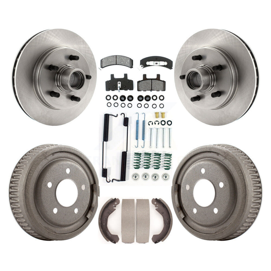 Front Rear Disc Brake Rotors Hub Assembly Semi-Metallic Pads And Drum Kit (7Pc) For 1988-1991 C1500 Chevrolet GMC K8S-102208