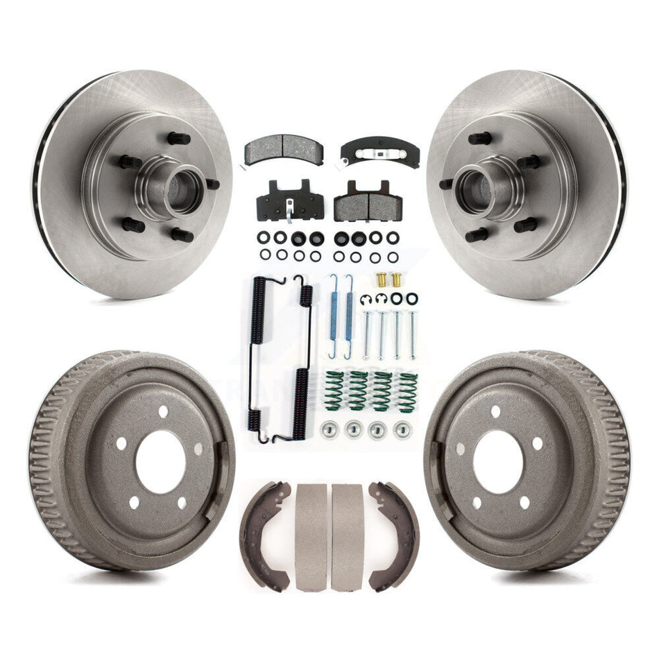 Front Rear Disc Brake Rotors Hub Assembly Semi-Metallic Pads And Drum Kit (7Pc) For 1988-1991 C1500 Chevrolet GMC K8S-102208