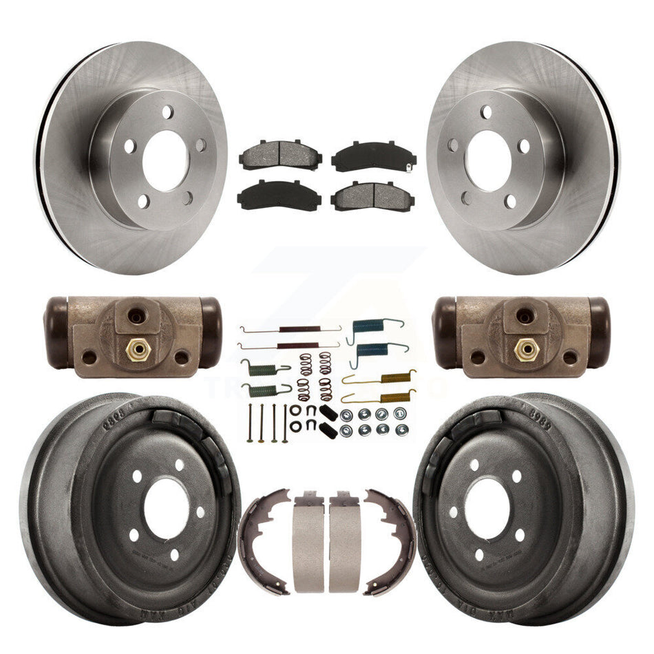 Front Rear Disc Brake Rotors Semi-Metallic Pads And Drum Kit (9Pc) For Ford Ranger Mazda B3000 B4000 With 10" Diameter 4WD K8S-102221