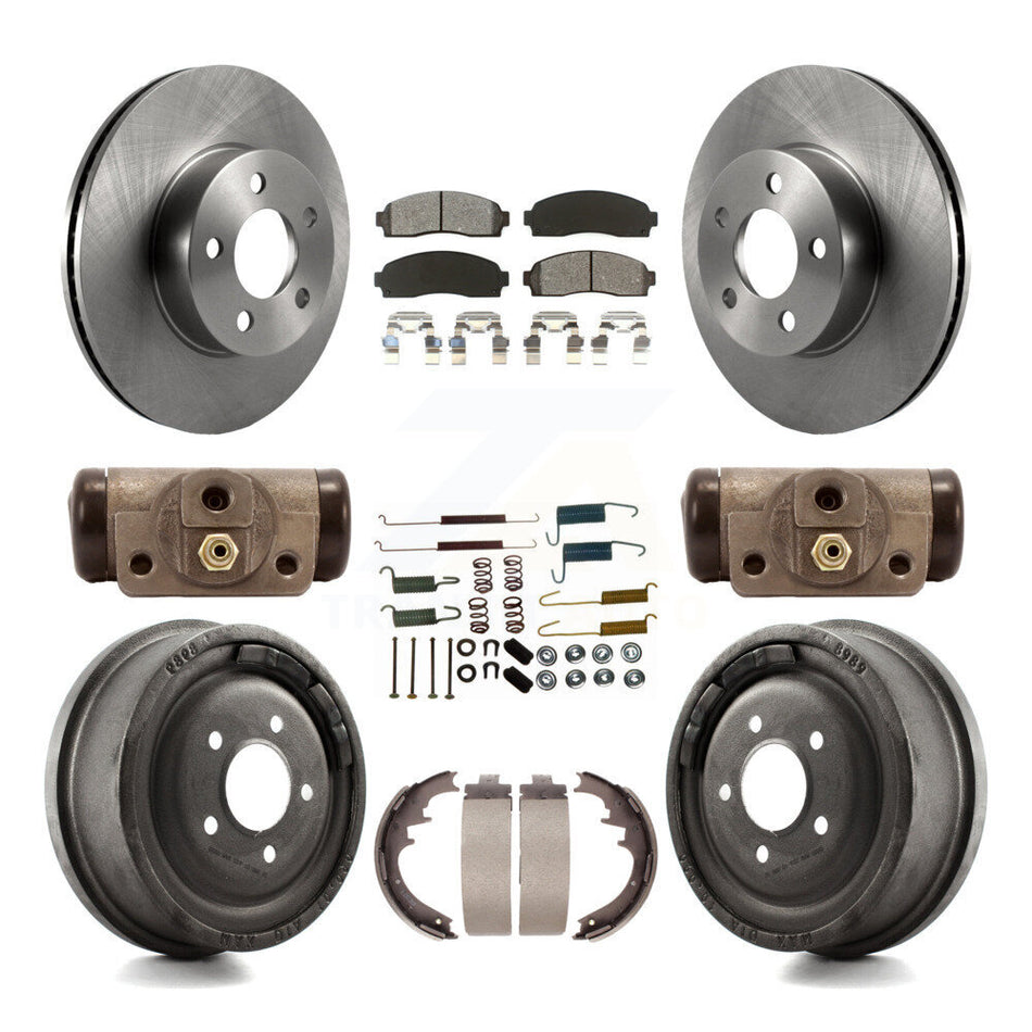 Front Rear Disc Brake Rotors Semi-Metallic Pads And Drum Kit (9Pc) For Ford Ranger Mazda B4000 With 10" Diameter K8S-102222