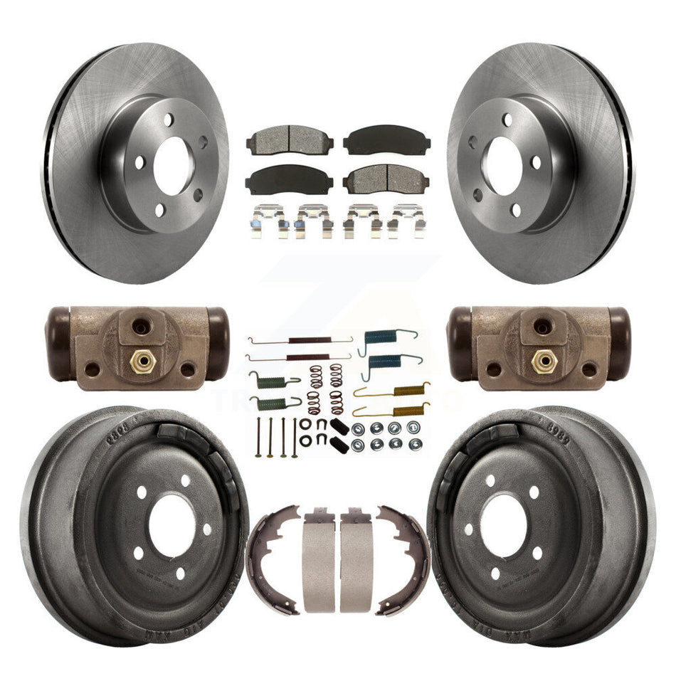 Front Rear Disc Brake Rotors Semi-Metallic Pads And Drum Kit (9Pc) For Ford Ranger Mazda B4000 With 10" Diameter K8S-102222