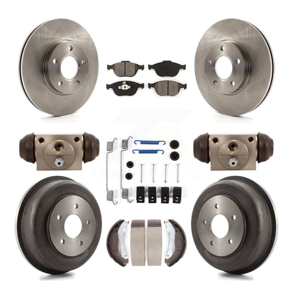 Front Rear Disc Brake Rotors Semi-Metallic Pads And Drum Kit (9Pc) For 2010-2013 Ford Connect K8S-102226
