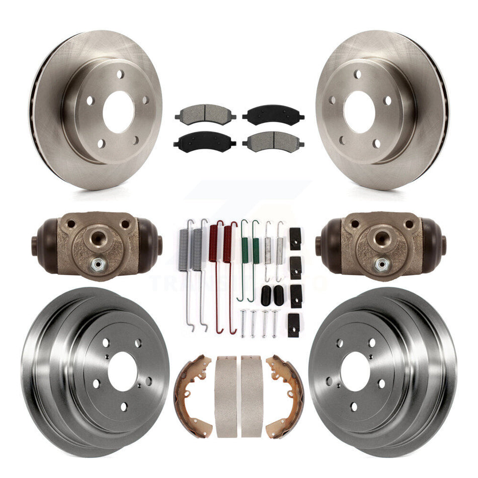 Front Rear Disc Brake Rotors Semi-Metallic Pads And Drum Kit (9Pc) For Dakota Dodge Ram Mitsubishi Raider K8S-102235