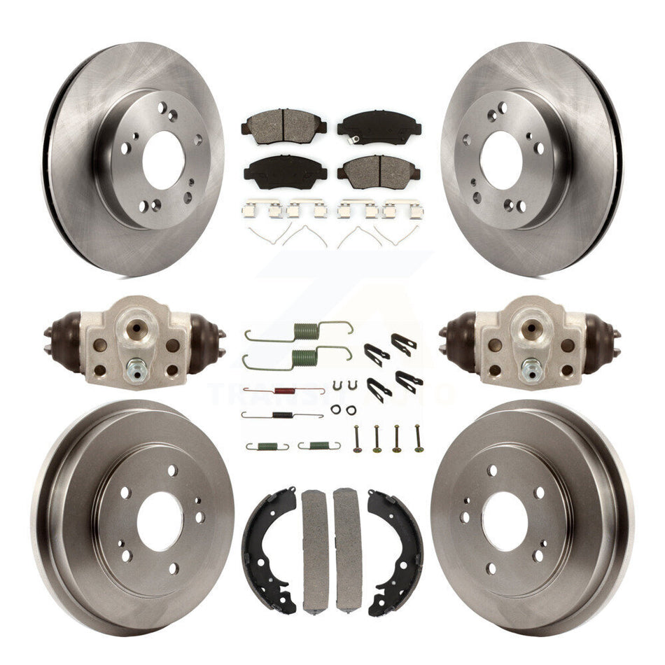 Front Rear Disc Brake Rotors Semi-Metallic Pads And Drum Kit (9Pc) For Honda Civic K8S-102249