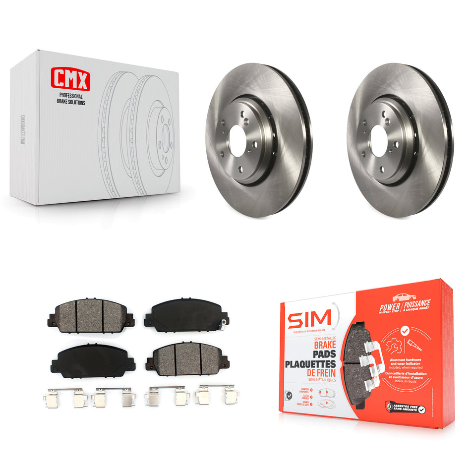 Front Disc Brake Rotors And Semi-Metallic Pads Kit For 2017 Honda Accord Hybrid EX-L Touring K8S-102272