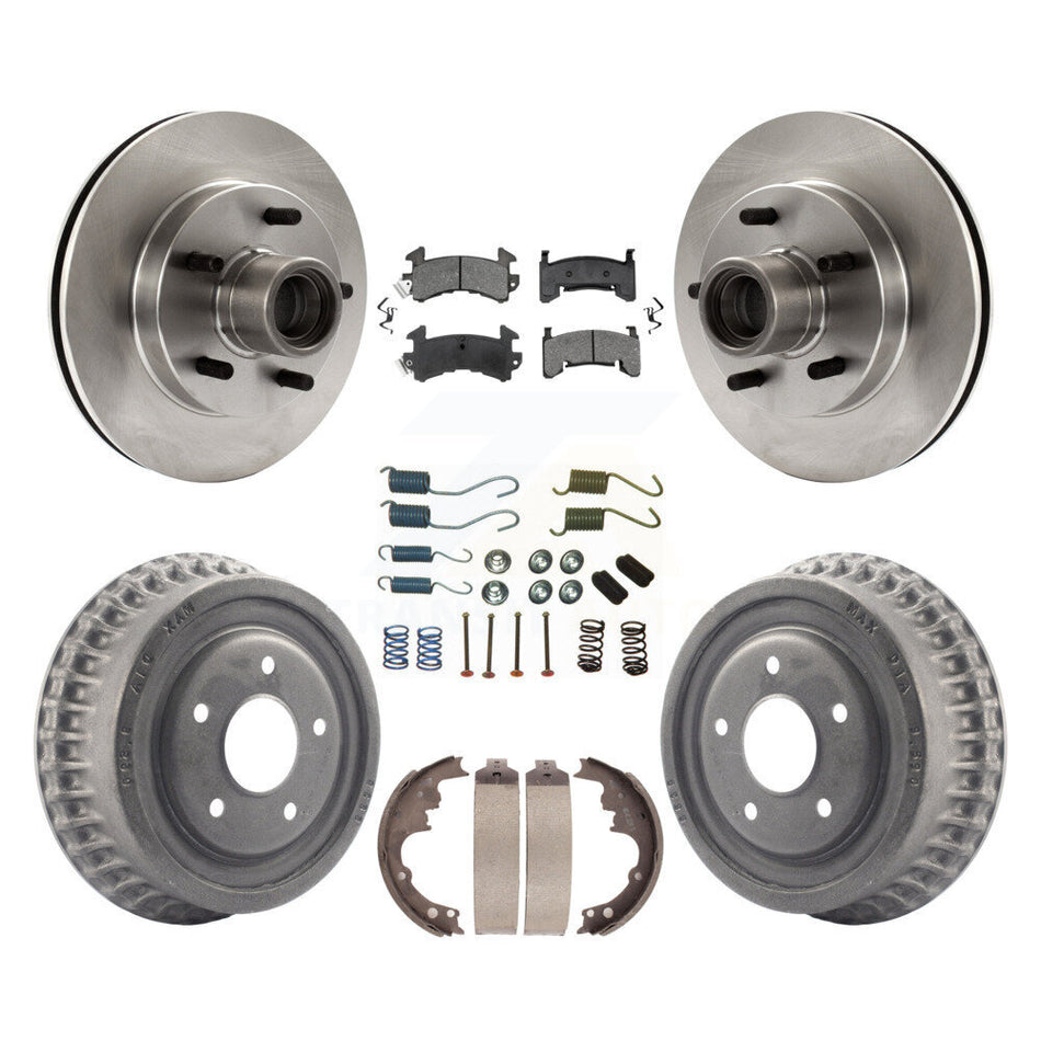 Front Rear Disc Brake Rotors Hub Assembly Semi-Metallic Pads And Drum Kit (7Pc) For 1991-1991 GMC Sonoma Chevrolet S10 Blazer S15 Jimmy With ABS Tone Ring RWD K8S-102286