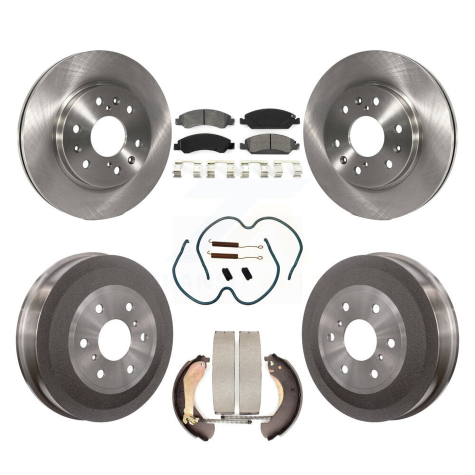 Front Rear Disc Brake Rotors Semi-Metallic Pads And Drum Kit (7Pc) For 2009-2009 Chevrolet Silverado 1500 GMC Sierra Except Vehicles Using Hold Down Pins K8S-102307