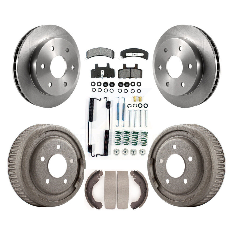 Front Rear Disc Brake Rotors Semi-Metallic Pads And Drum Kit (7Pc) For GMC Yukon 4WD With 10" Diameter 5 Lug Wheels K8S-102314