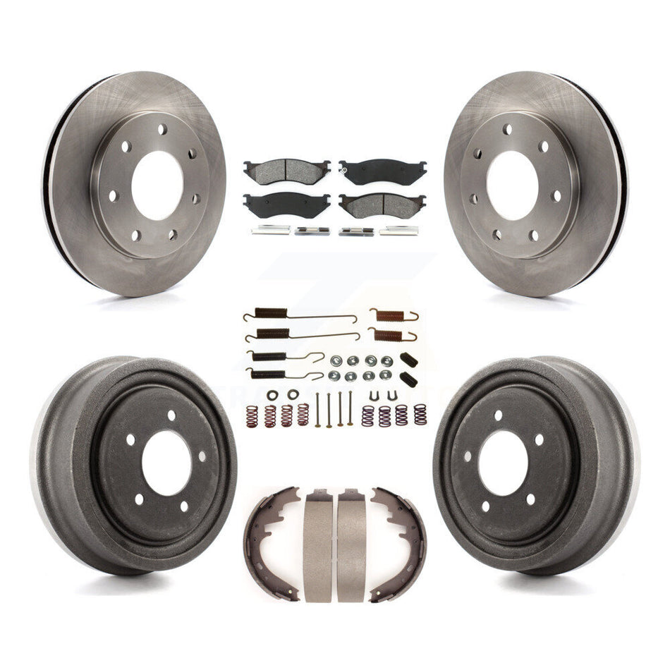 Front Rear Disc Brake Rotors Semi-Metallic Pads And Drum Kit (7Pc) For 1999 Ford F-150 4WD With 7 Lug Wheels K8S-102321