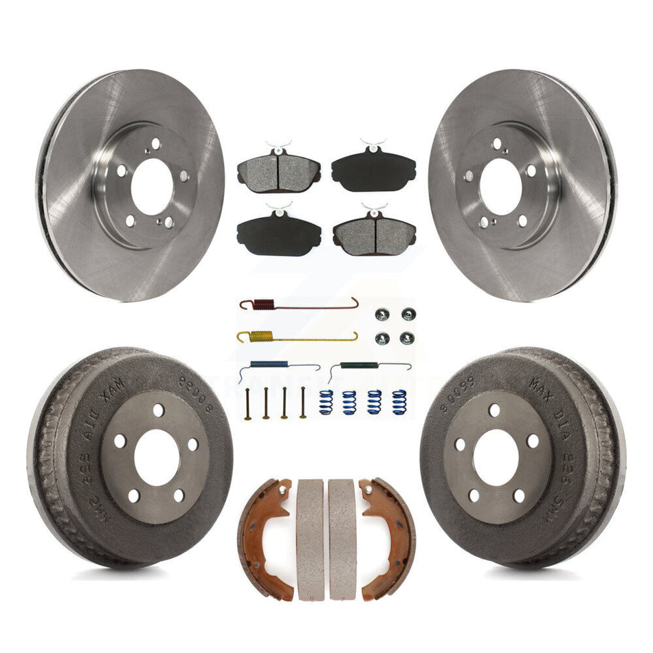 Front Rear Disc Brake Rotors Semi-Metallic Pads And Drum Kit (7Pc) For 2001-2002 Ford Taurus Sedan with rear brakes With Police or Taxi Package K8S-102322