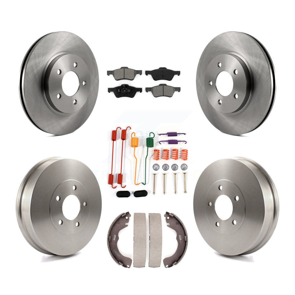 Front Rear Disc Brake Rotors Semi-Metallic Pads And Drum Kit (7Pc) For 2008 Mazda Tribute K8S-102327
