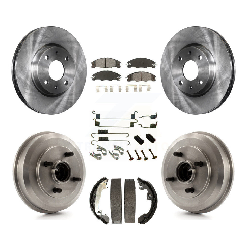 Front Rear Disc Brake Rotors Semi-Metallic Pads And Drum Kit (7Pc) For 2008 Ford Focus Wheel Bearing Includes K8S-102329