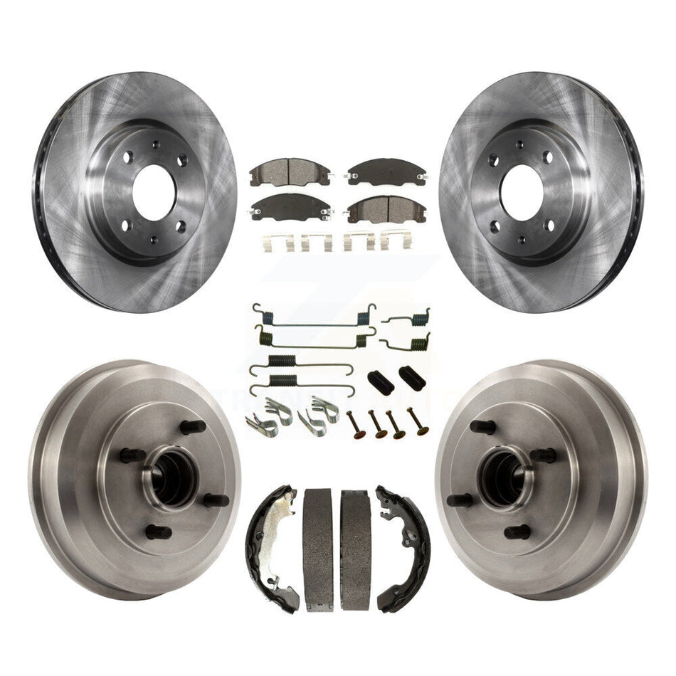 Front Rear Disc Brake Rotors Semi-Metallic Pads And Drum Kit (7Pc) For 2008 Ford Focus Wheel Bearing Includes K8S-102329