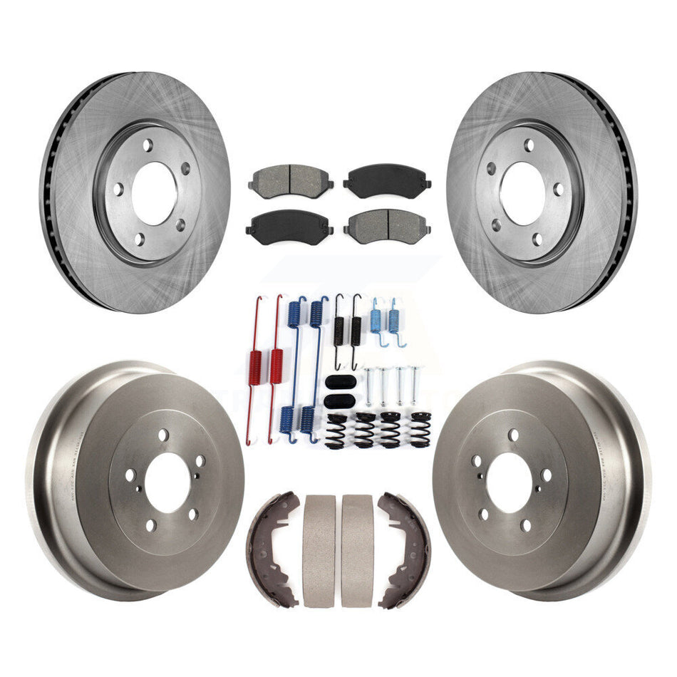 Front Rear Brake Rotors Semi-Metallic Pad Drum Kit (7Pc) For Dodge Grand Caravan Chrysler K8S-102348